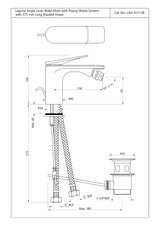 Single Lever 1-Hole Bidet Mixer with Popup Waste System - Chrome  LAG-CHR-91213B