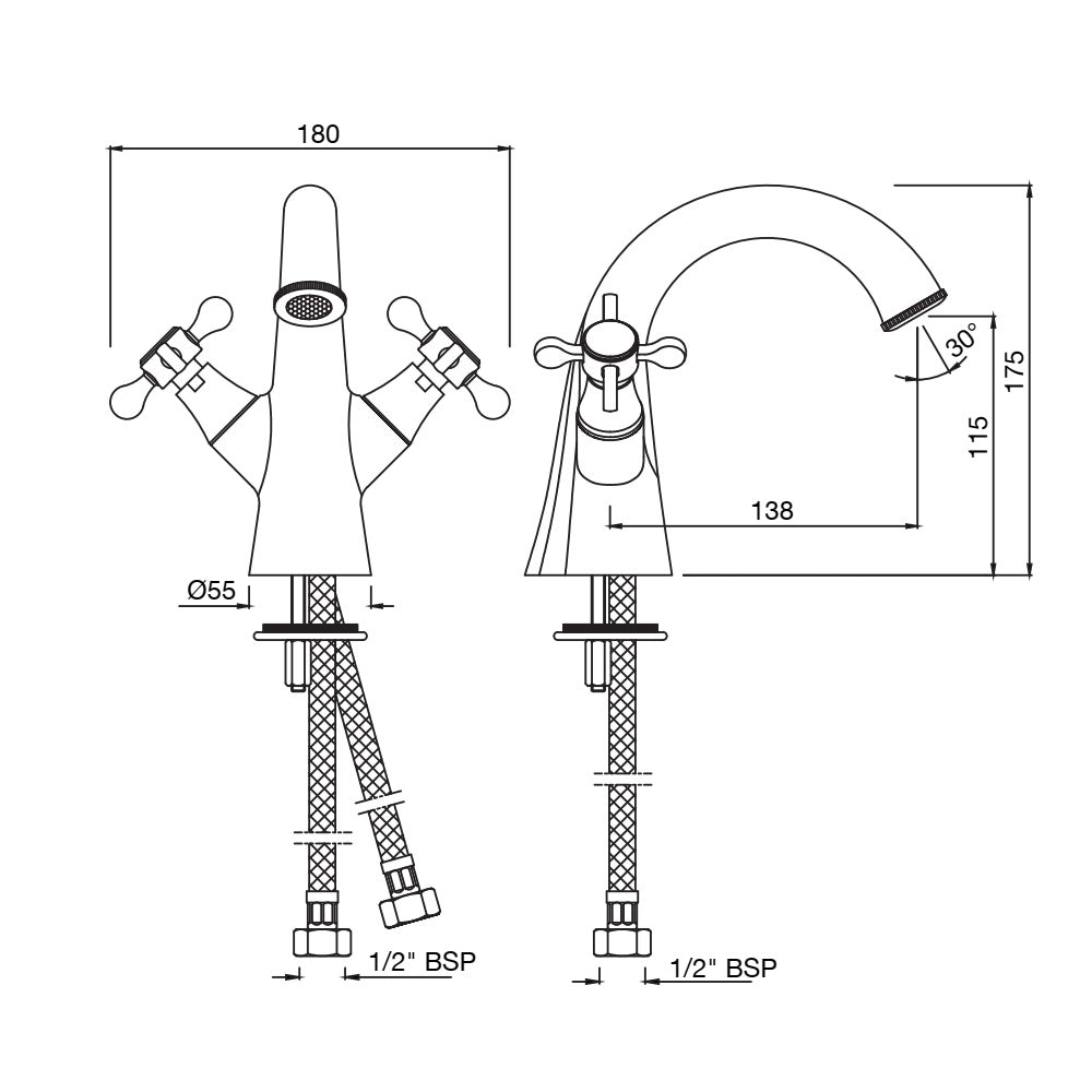 QQP‑CHR‑7167BPM Central Hole Basin Mixer