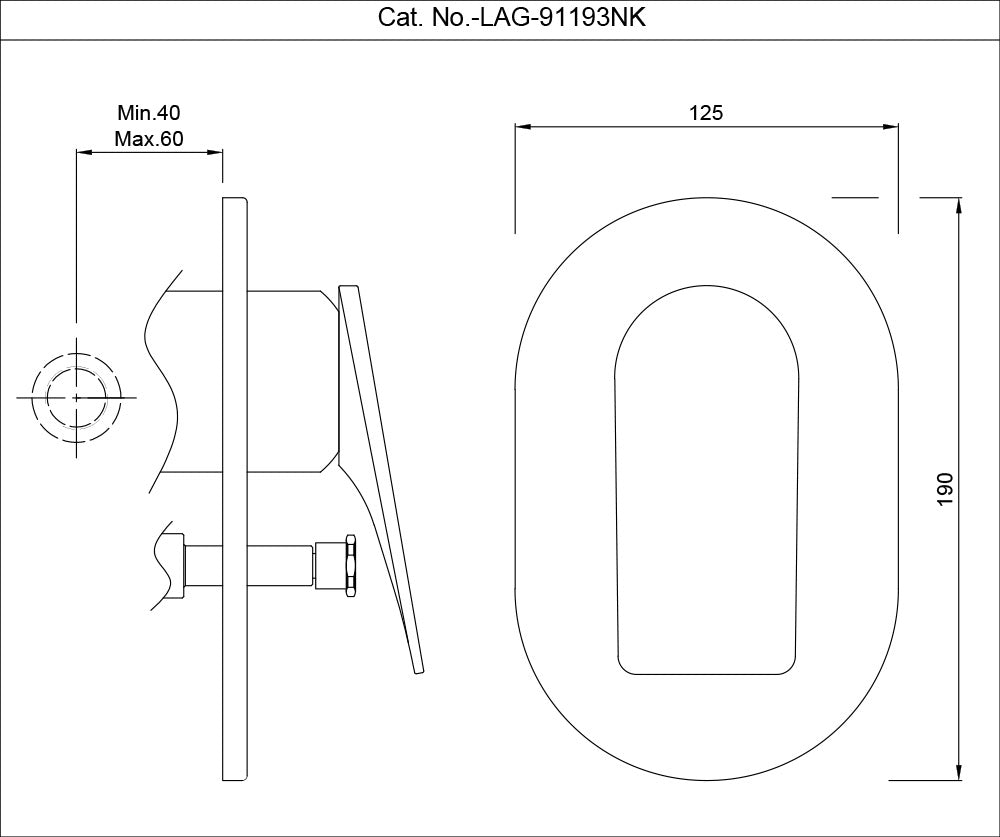Single Lever 3-inlet Diverter Exposed parts kit - Chrome LAG-CHR-91193NK