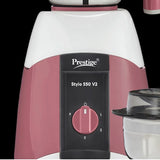 Stylo V2 Mixer Grinder 550W | 3 Stainless Steel Jars | Ergonomic Design | See-Through Lids | Sturdy Handles | Red & White