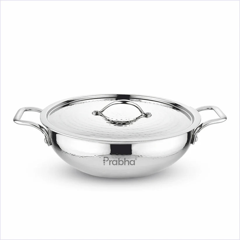 Magnum Flat Bottom Hammered Kadhai With Lid – 2.9L, 24cm