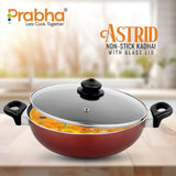 Astrid Nonstick Deep Kadhai With Glass Lid 2L, 22cm
