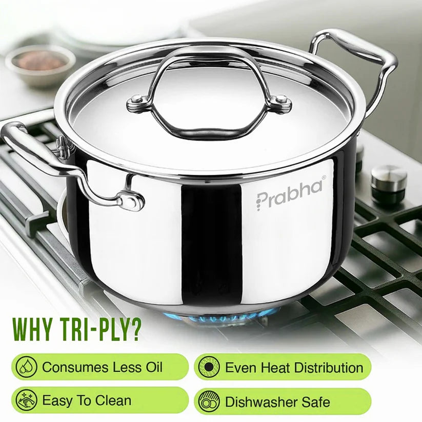 Prima Triply Casserole With Lid – 5.6L, 24cm