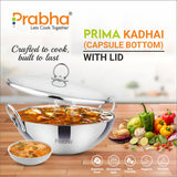 Prima Triply Capsule Bottom Kadhai With Lid – 2.4L, 24cm