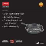 Prestige Cast Iron Scratch Resistant Gas and Induction Compatible Grill Pan, (Black) 30560