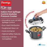 Prestige Svachh Flip-on Mini Hard Anodised Spillage Control Pressure Cooker with Glass Lid, 3 Litre (Black) 20168