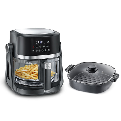 Air Flip All-In-One 4.5 Litre Air Fryer| Air Frying and Grilling with a Flip| 5 Preset Menu| Air Fryer Mode and Grill Mode|360 View Glass Air Fryer Basket