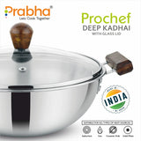 Prochef Deep Kadhai With Lid – 2.8L, 22cm