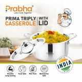 Prima Triply Casserole With Lid – 5.6L, 24cm
