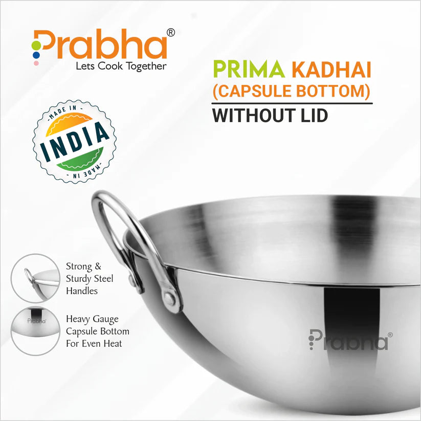 Prima Triply Capsule Bottom Kadhai Without Lid – 5.8L, 32cm