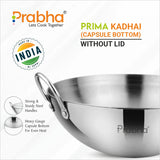 Prima Triply Capsule Bottom Kadhai Without Lid – 5.8L, 32cm