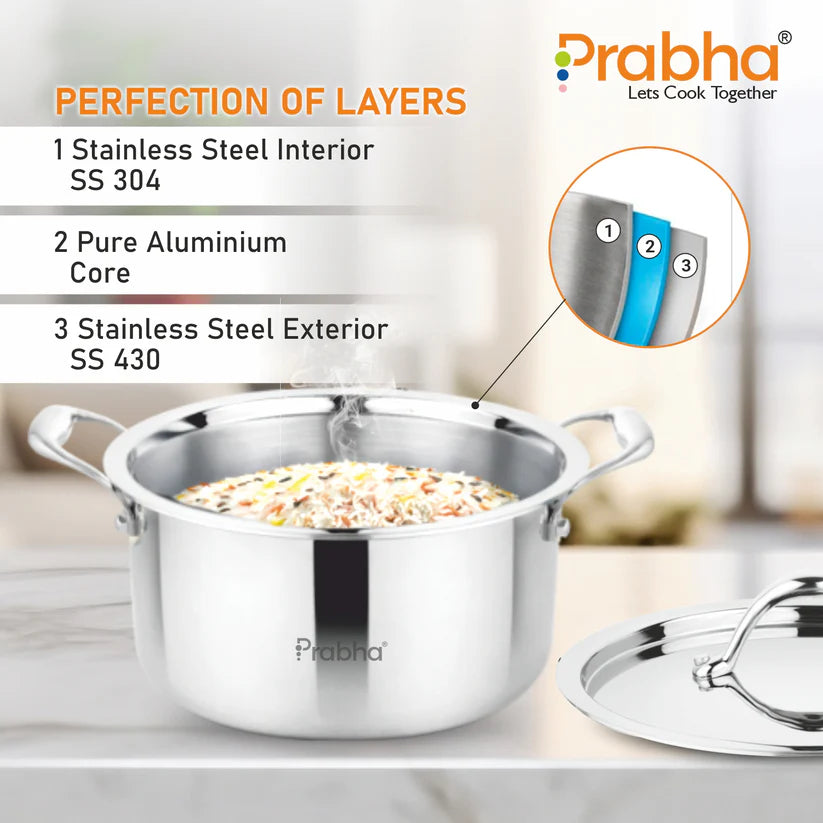 Prima Triply Casserole With Lid – 5.6L, 24cm