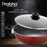 Astrid Nonstick Deep Kadhai With Glass Lid 2L, 22cm