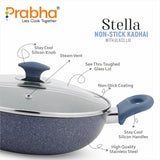 Stella Nonstick Deep Kadhai With Glass Lid 2.4L, 24cm