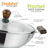 Prochef Deep Kadhai With Lid – 2.8L, 22cm