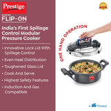 Prestige Svachh Flip-on Hard Anodised Gas and Induction Compatible Pressure Cooker with Glass Lid, 3 Litre (Black) 20160