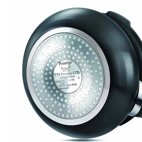 Deluxe Duo Plus Hard Anodised Gas and Induction Compatible Pressure Handi with Glass Lid, 1.5 L (Black)