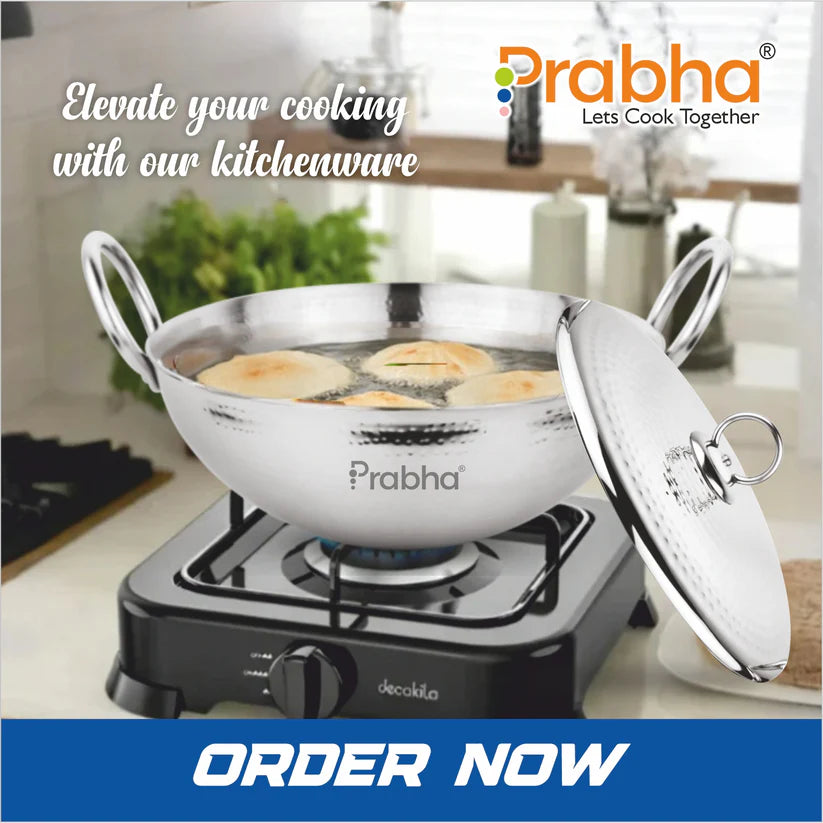 Magnum Capsule Bottom Hammered Kadhai With Lid – 2.4L, 24cm