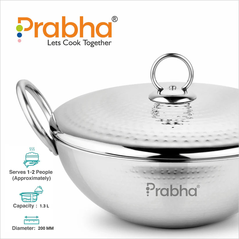 Magnum Capsule Bottom Hammered Kadhai With Lid – 2.4L, 24cm