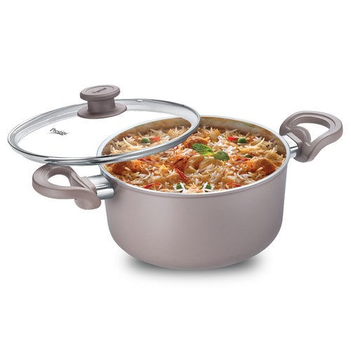 Prestige Ceraglide Duo Ceramic Coating Non Stick Aluminium Cookware Casserole with Glass Lid 24 cm