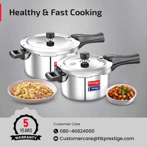 Prestige Tri-Ply Svachh Outer Lid Pressure Cooker Combi Pack 20733
