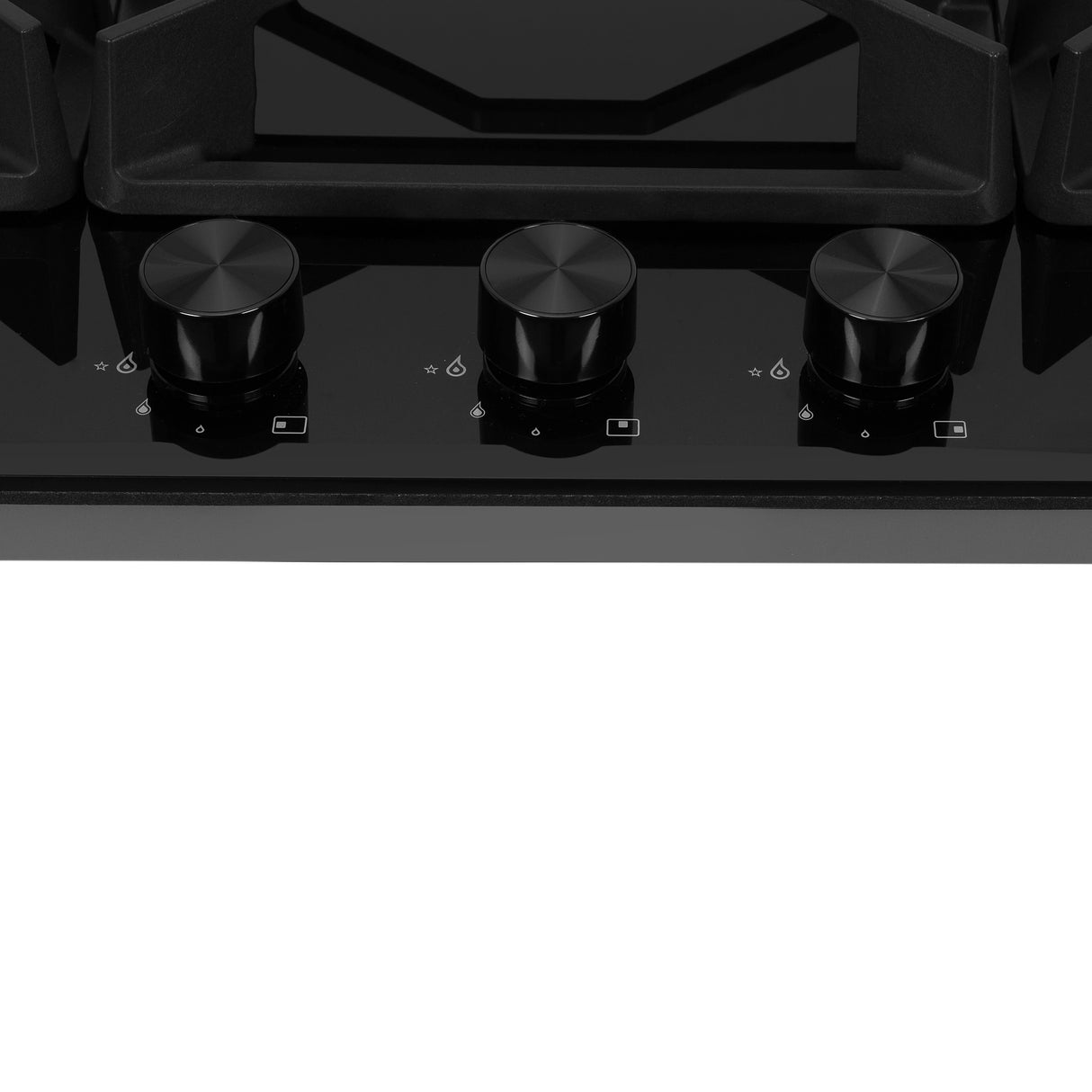 HOB INSPIRIA 903 BR AI FFD GL PNG 90 cm 3 Burner Built-In Gas Hob with Flame Failure Device, Black Glass