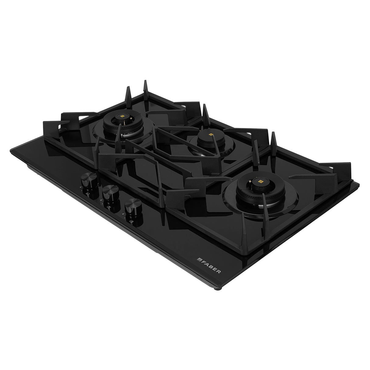 HOB INSPIRIA 903 BR AI FFD GL PNG 90 cm 3 Burner Built-In Gas Hob with Flame Failure Device, Black Glass