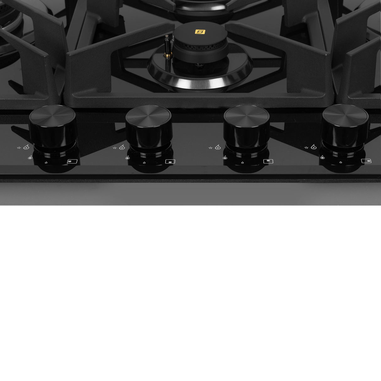 HOB INSPIRIA 904 BR AI FFD GL PNG 90 cm 4 Burner Built-In Gas Hob with Flame Failure Device, Black Glass