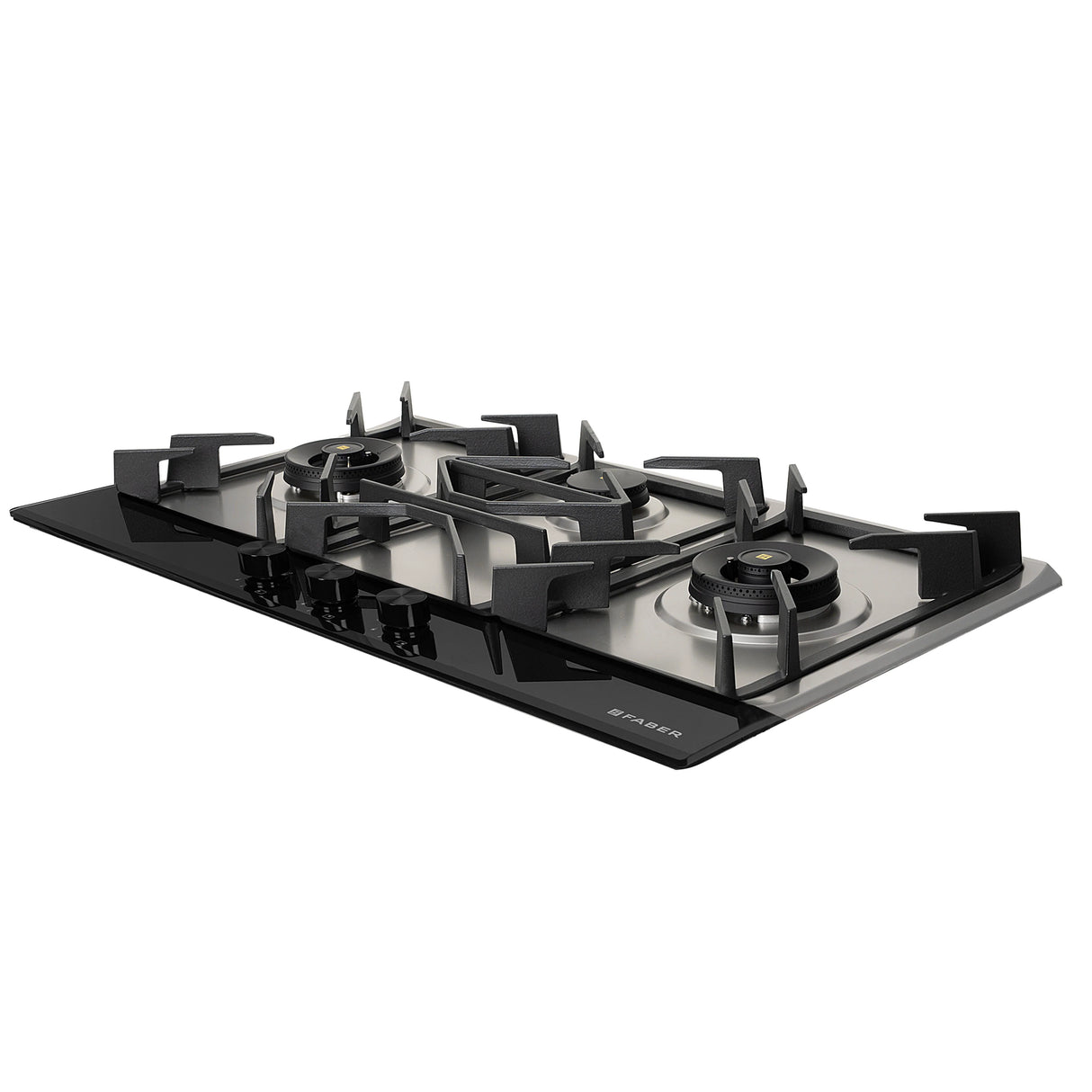 HOB INSPIRIA 903 BR AI FFD GS LPG 90 cm 3 Burner Built-In Gas Hob with Flame Failure Device, Glass & Stainless Steel