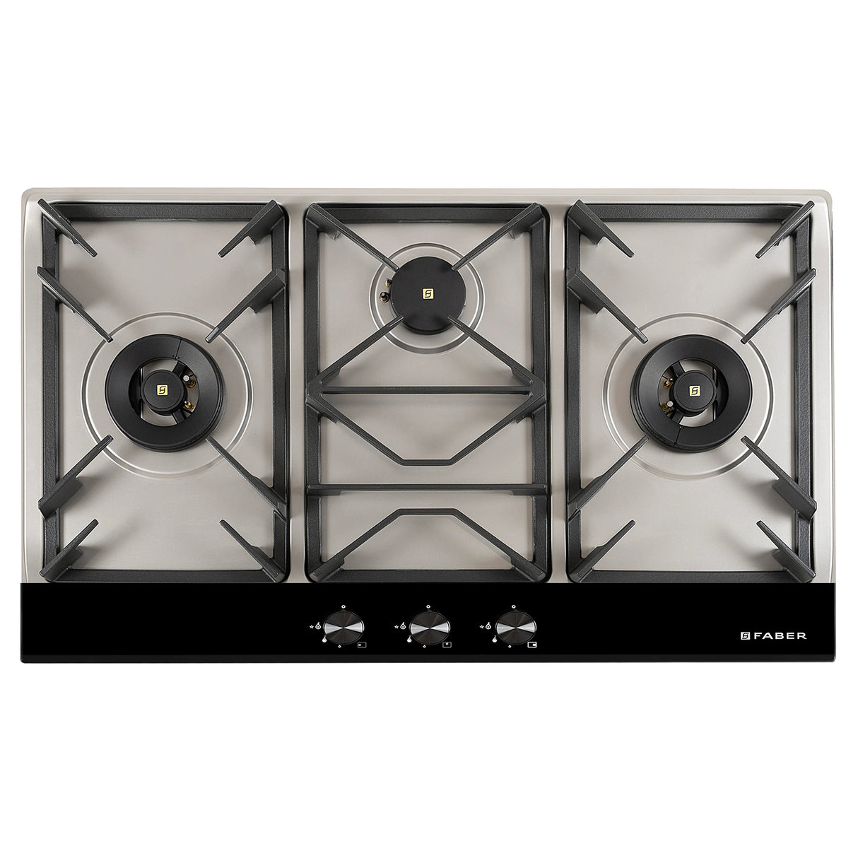 HOB INSPIRIA 903 BR AI FFD GS LPG 90 cm 3 Burner Built-In Gas Hob with Flame Failure Device, Glass & Stainless Steel