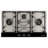 HOB INSPIRIA 903 BR AI FFD GS LPG 90 cm 3 Burner Built-In Gas Hob with Flame Failure Device, Glass & Stainless Steel