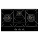 HOB INSPIRIA 903 BR AI FFD GL PNG 90 cm 3 Burner Built-In Gas Hob with Flame Failure Device, Black Glass