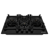 HOB INSPIRIA 754 BR AI FFD GL PNG 75 cm 4 Burner Built-In Gas Hob with Flame Failure Device, Black Glass