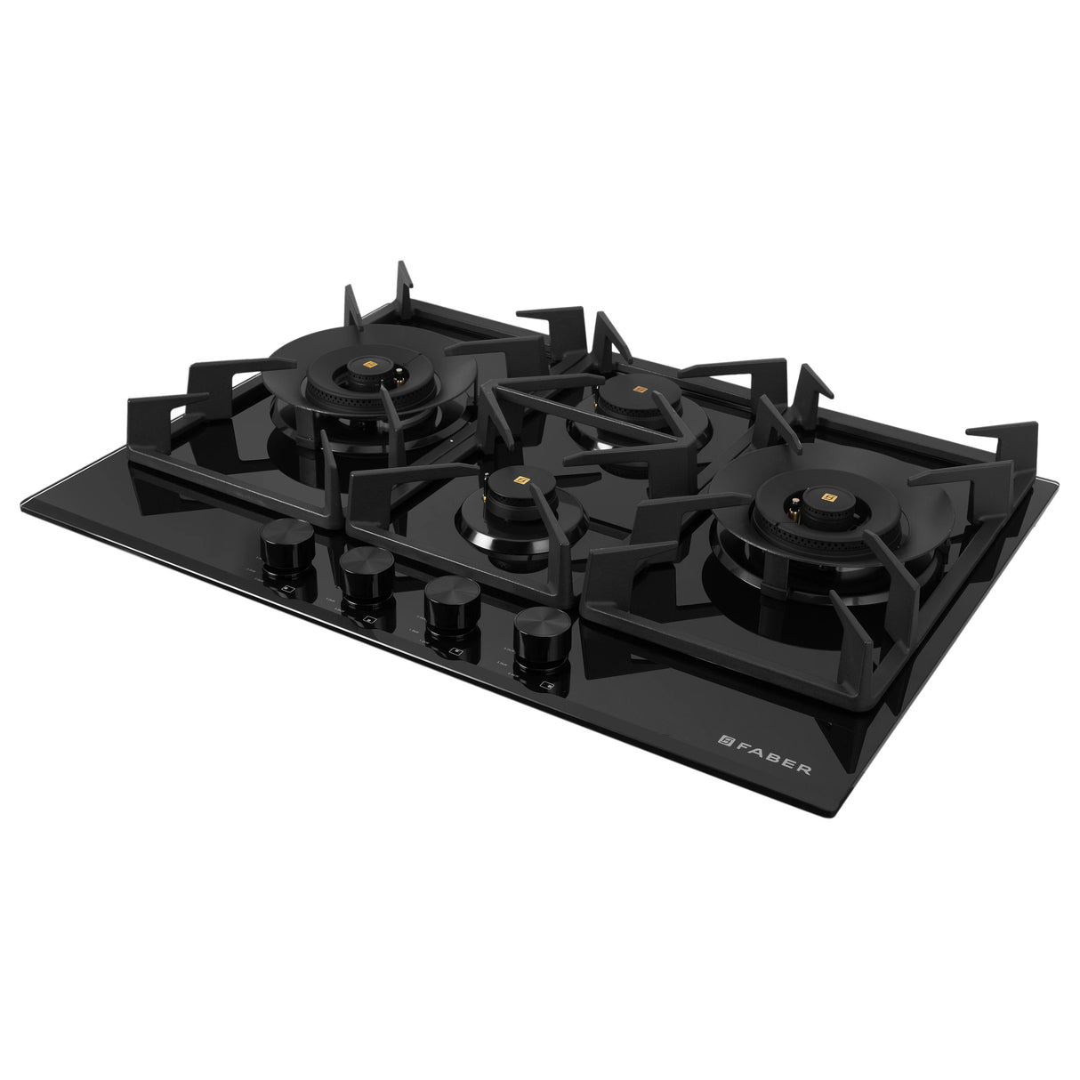 HOB INSPIRIA 754 BR AI FFD GL PNG 75 cm 4 Burner Built-In Gas Hob with Flame Failure Device, Black Glass