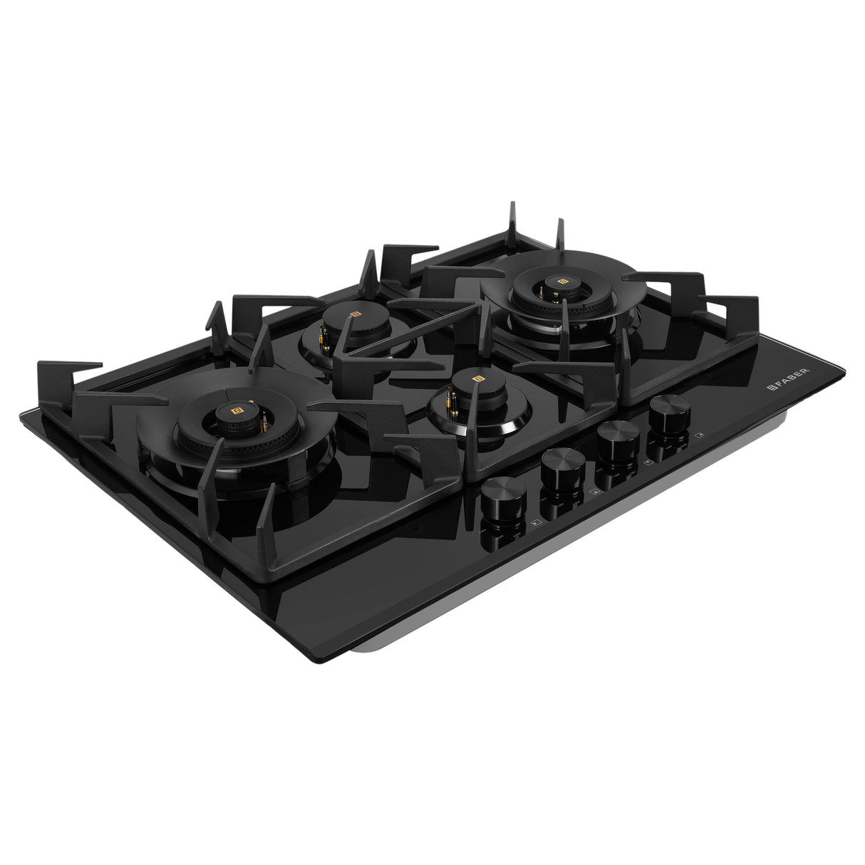 HOB INSPIRIA 754 BR AI FFD GL PNG 75 cm 4 Burner Built-In Gas Hob with Flame Failure Device, Black Glass