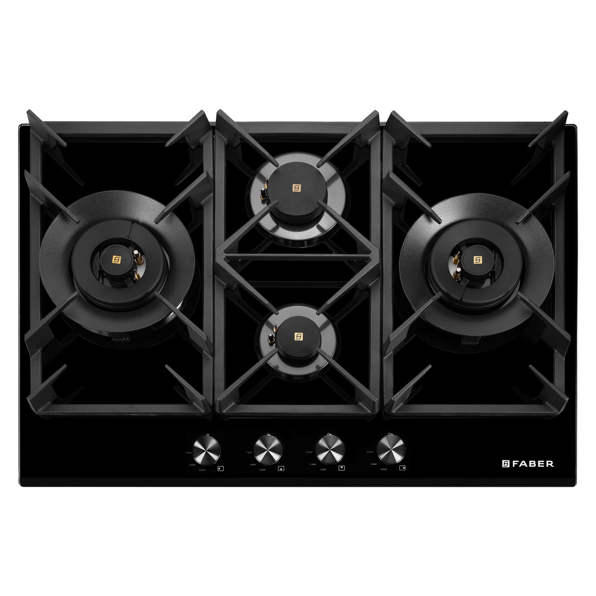 HOB INSPIRIA 754 BR AI FFD GL PNG 75 cm 4 Burner Built-In Gas Hob with Flame Failure Device, Black Glass