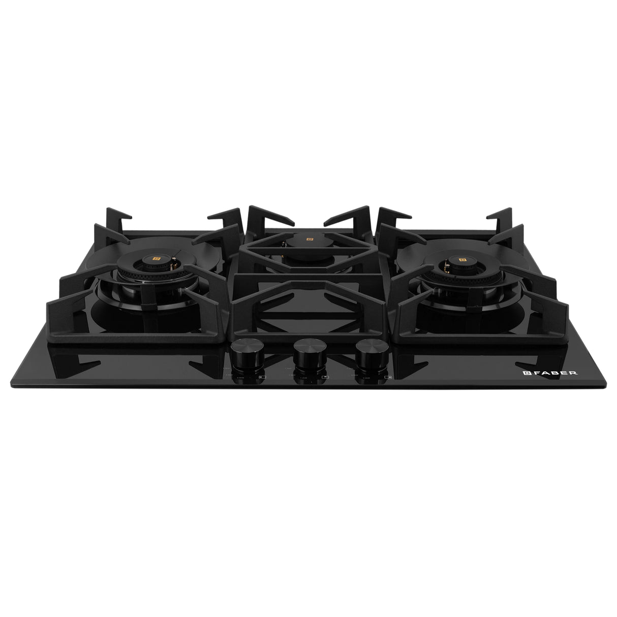 HOB INSPIRIA 753 BR AI FFD GL PNG 75 cm 3 Burner Built-In Gas Hob with Flame Failure Device, Black Glass