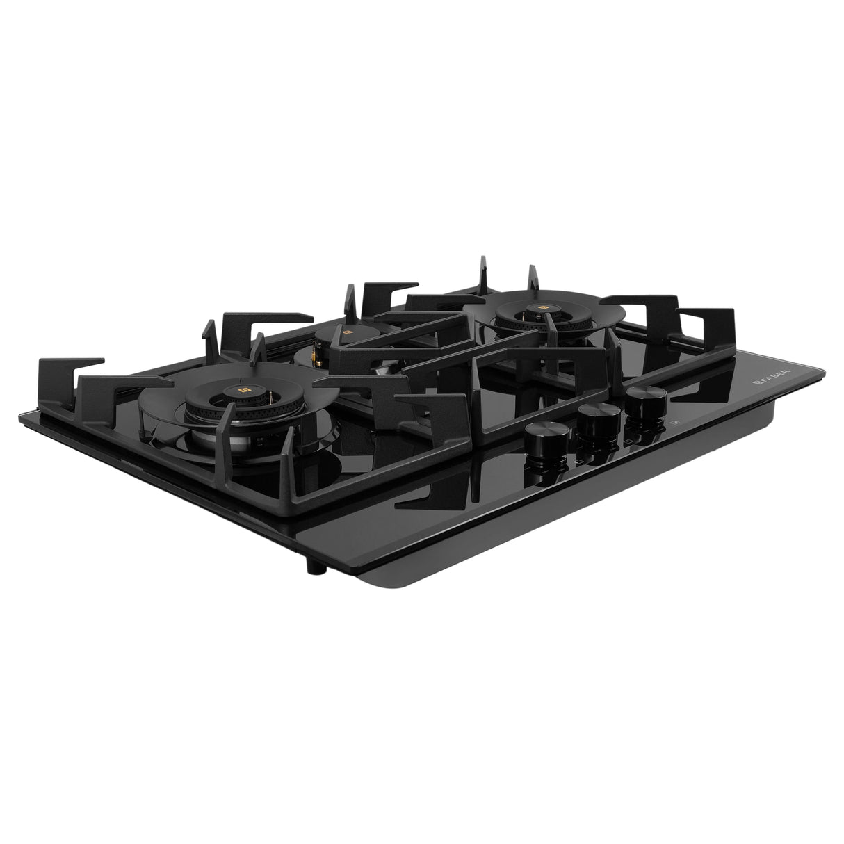HOB INSPIRIA 753 BR AI FFD GL PNG 75 cm 3 Burner Built-In Gas Hob with Flame Failure Device, Black Glass