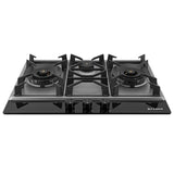 HOB INSPIRIA 753 BR AI FFD GS PNG 75 cm 3 Burner Built-In Gas Hob with Flame Failure Device, Glass & Stainless Steel