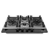 HOB INSPIRIA 754 BR AI FFD GS PNG 75 cm 4 Burner Built-In Gas Hob with Flame Failure Device, Glass & Stainless Steel