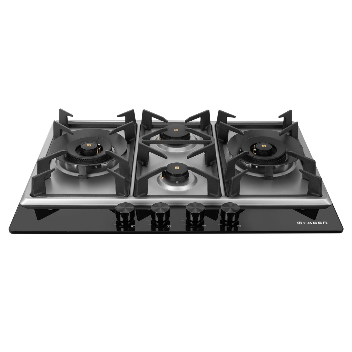 HOB INSPIRIA 754 BR AI FFD GS PNG 75 cm 4 Burner Built-In Gas Hob with Flame Failure Device, Glass & Stainless Steel