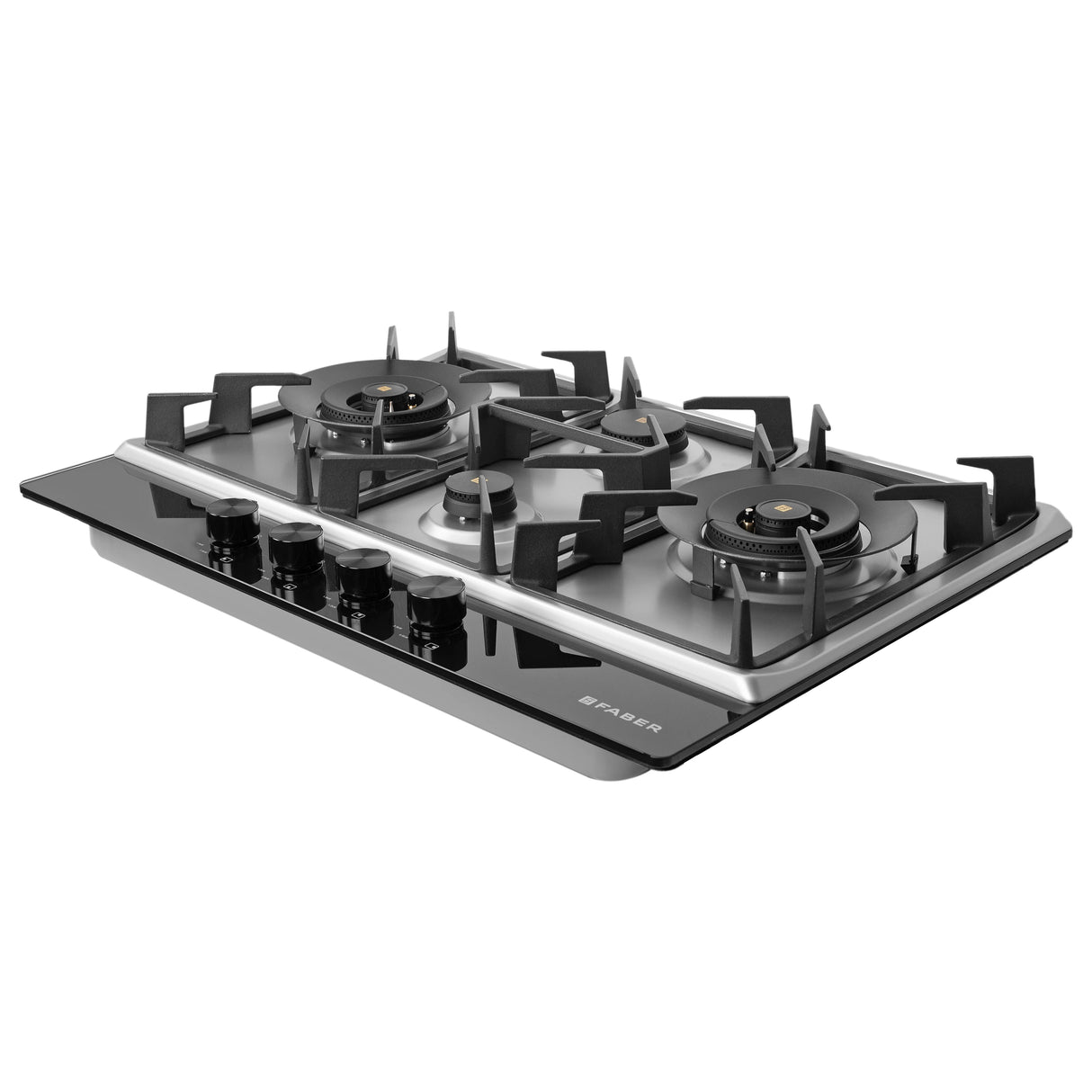 HOB INSPIRIA 754 BR AI FFD GS PNG 75 cm 4 Burner Built-In Gas Hob with Flame Failure Device, Glass & Stainless Steel