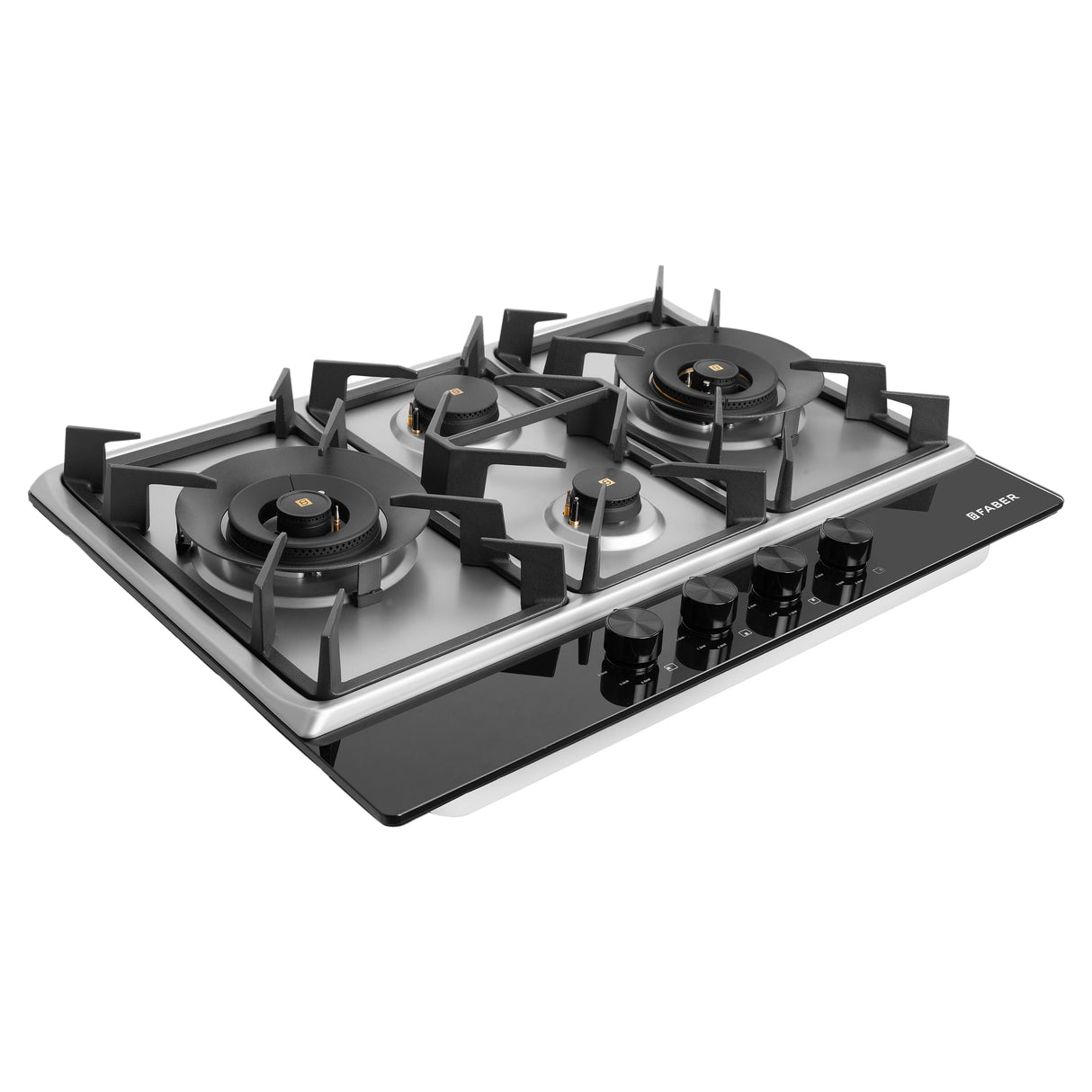 HOB INSPIRIA 754 BR AI FFD GS PNG 75 cm 4 Burner Built-In Gas Hob with Flame Failure Device, Glass & Stainless Steel