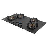 Hob Innova 904 BR AI FFD 90 cm 4 Burner Built-in Gas Hob Black Glass with Timer