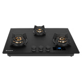 Hob Innova 753 BR AI FFD 75 cm 3 Burner Built-in Gas Hob Black Glass with Timer