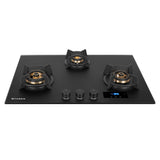 Hob Innova 753 BR AI FFD 75 cm 3 Burner Built-in Gas Hob Black Glass with Timer
