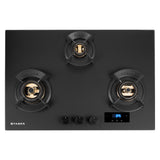 Hob Innova 753 BR AI FFD 75 cm 3 Burner Built-in Gas Hob Black Glass with Timer