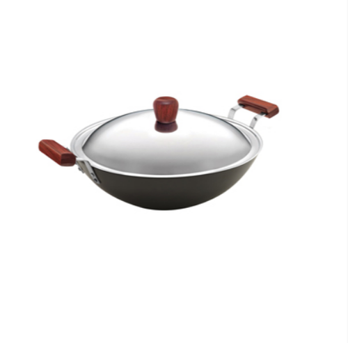 HAWKINS FUTURA 5 LITRE HARD ANODISED DEEP-FRY PAN (FLAT BOTTOM) WITH 2 SHORT HANDLES WITH LID AD50 S