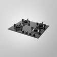 KAFF FBB 604 | Four Full Brass Burner Hob | Bevelled Black Tempered Glass | Built In Hob