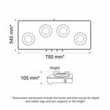 4 Burner Ultra Slim Matte Glass LPG Stove with Forged Brass Burners (CT1045USMG)